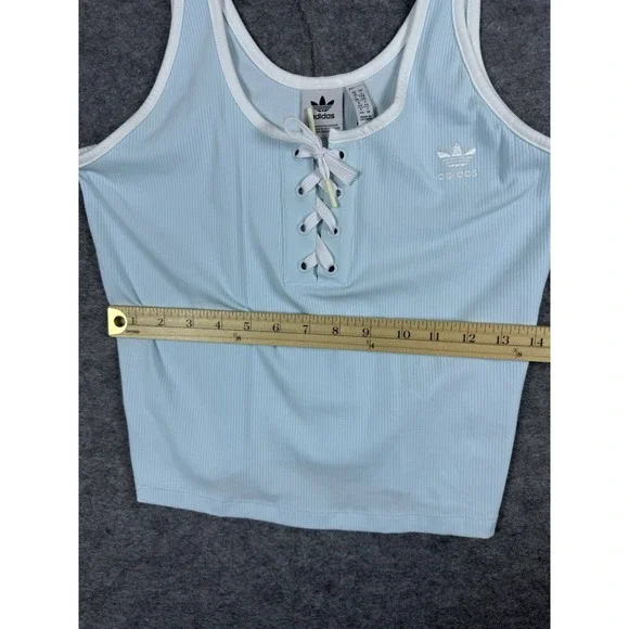 adidas Tank Top Womens Large Blue Always Original Lace-up Laced - Picture 6 of 11